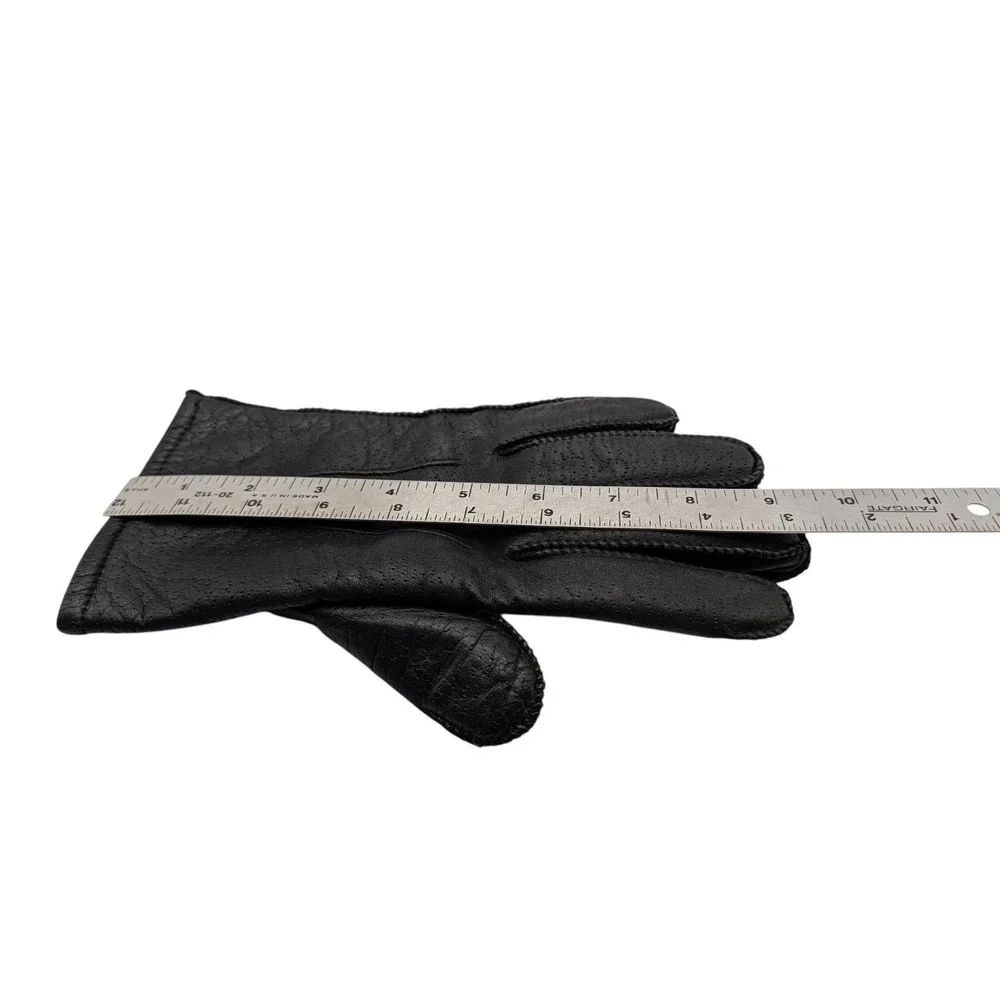 Vintage Pownes Genuine Leather Gloves Driving Lined Black‎ Womens Size Large